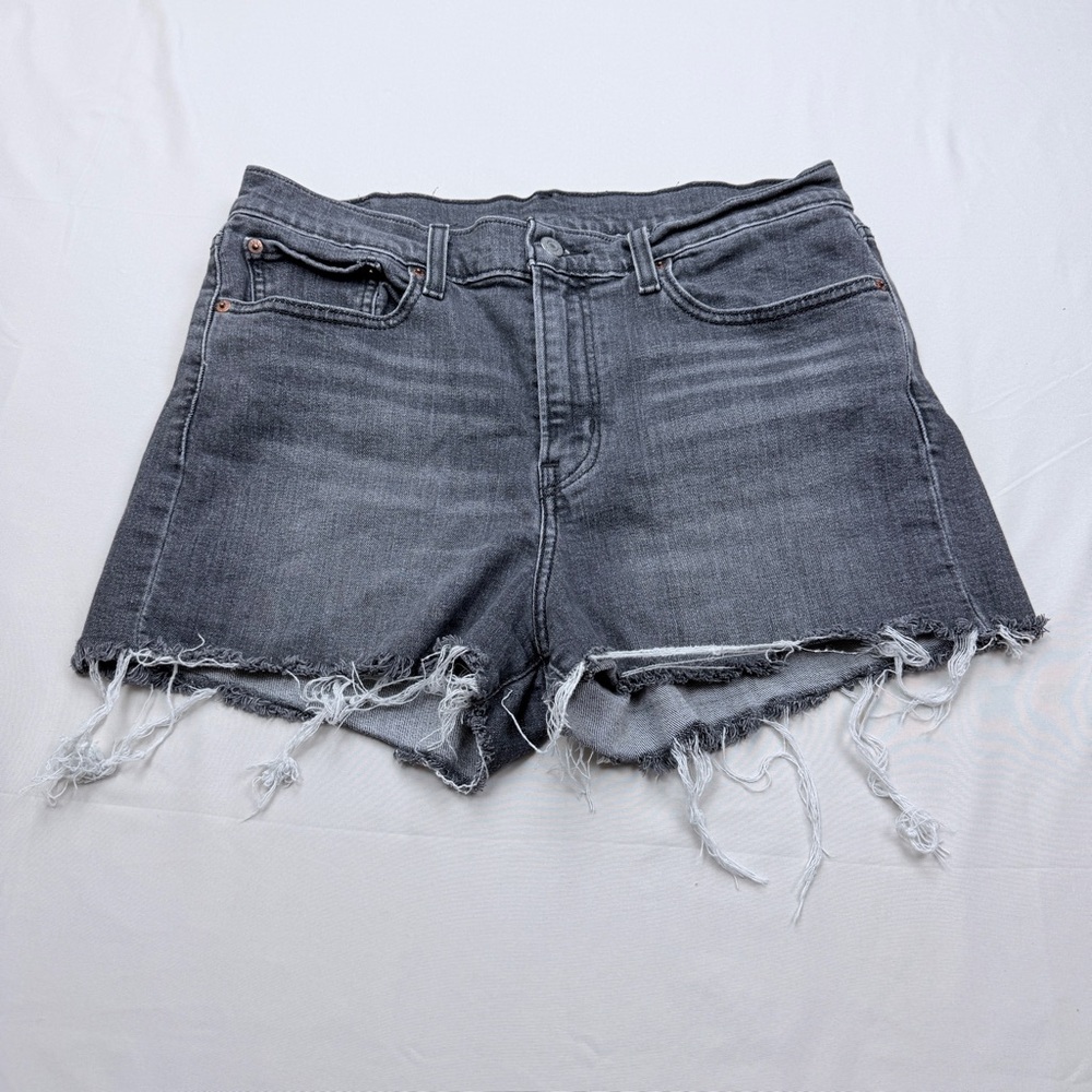 Levi's Charcoal Frayed Jean Shorts